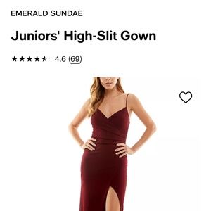 Emerald Sundae Juniors' High-Slit Gown NWT